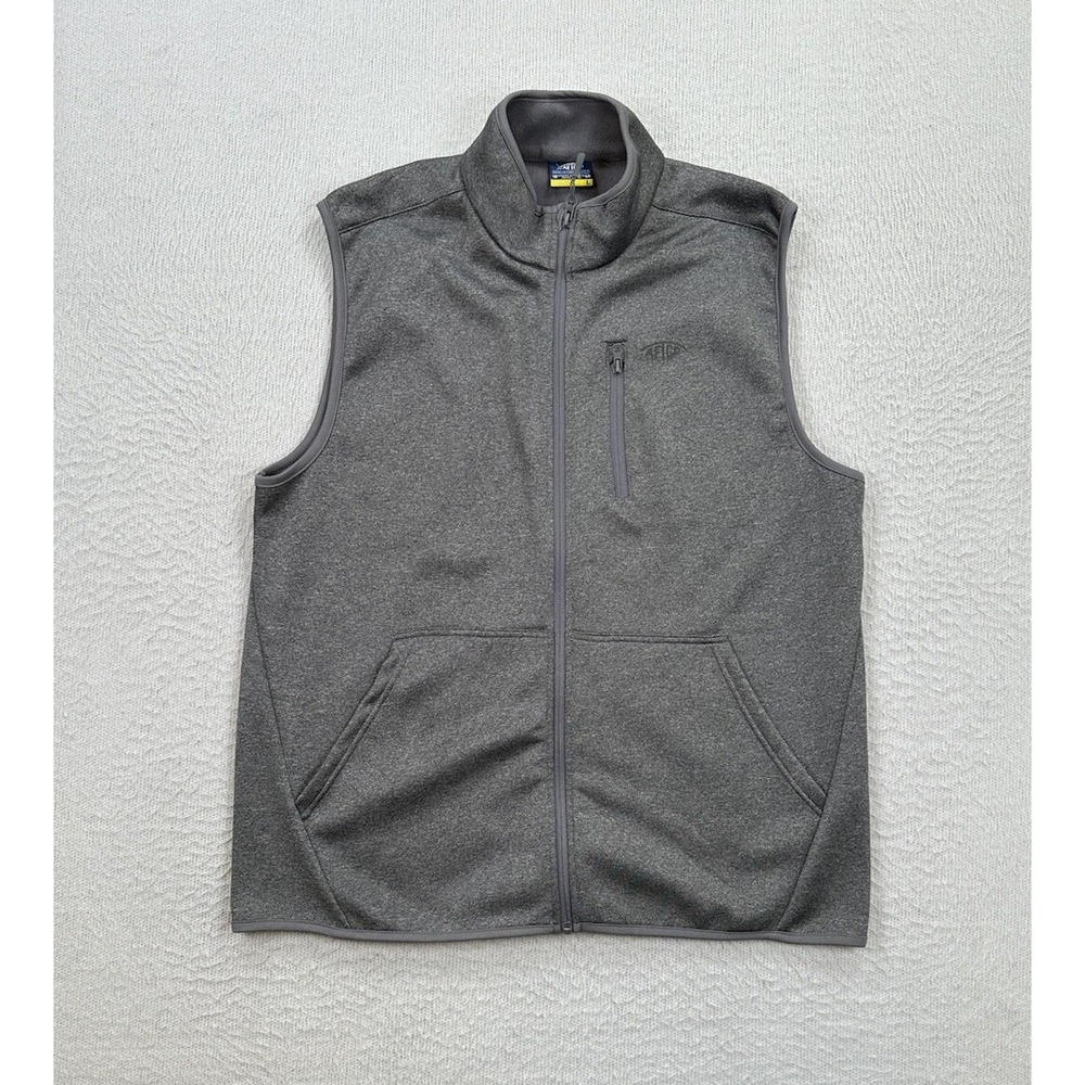 Aftco Vest Mens Large Gray Aftech Fleece Lined Full Zip Outdoor Fishing Hiking